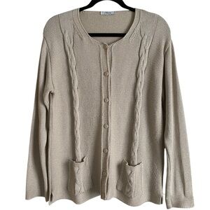 MAREA Italy Beige Cable Knit Sweater with Pockets size M/ L